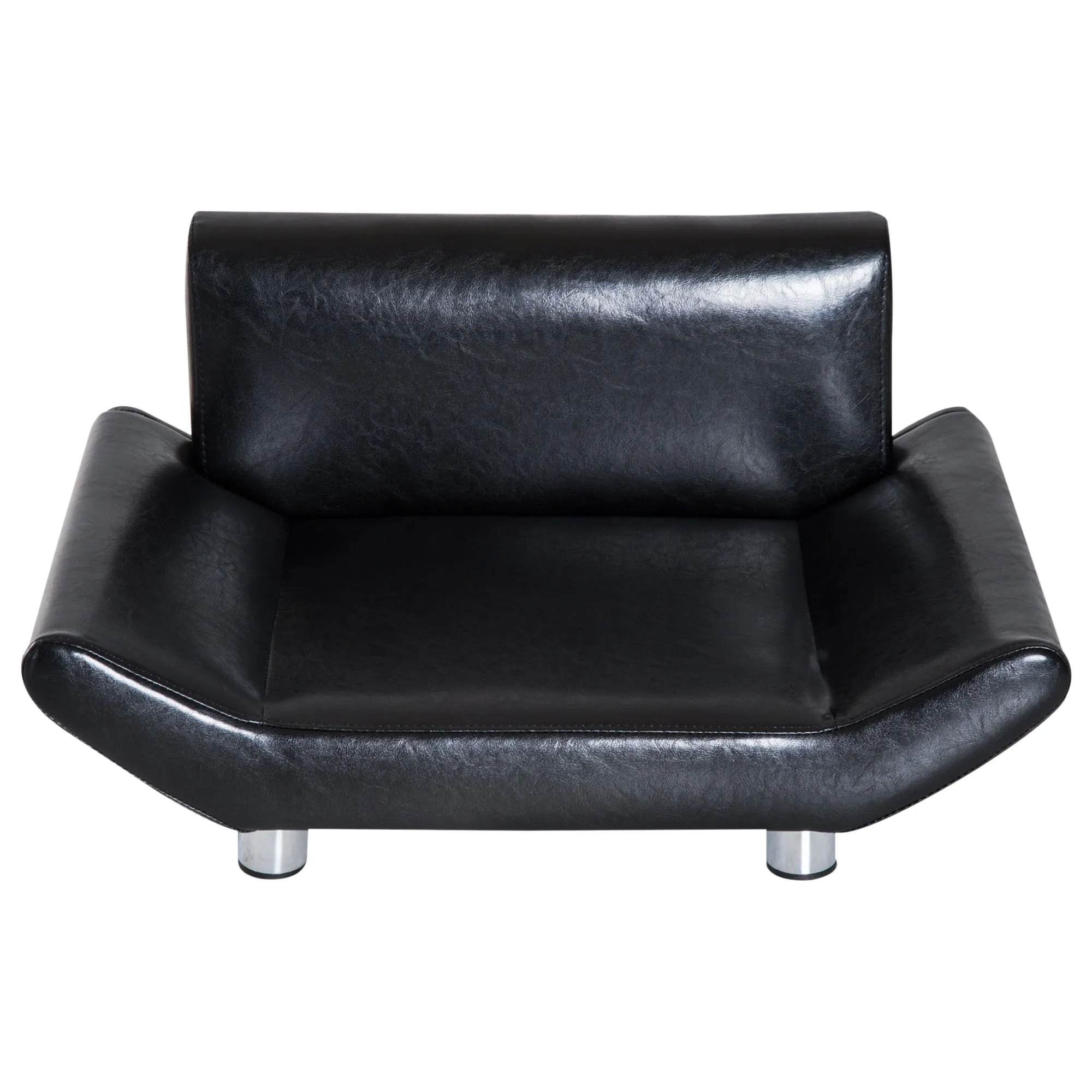 Pet Sofa Couch Bed, PU Leather, Wooden Frame-Black