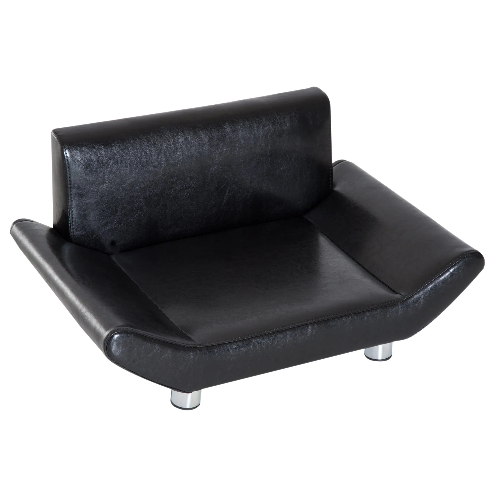 Pet Sofa Couch Bed, PU Leather, Wooden Frame-Black