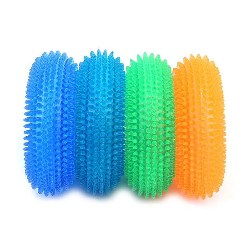 Pet Toys Bite Resistant Sound Toy Ball Chew Teeth Clean Large Dog Golden Retriever Barbed TPR Train Teeth Cleaning Jouet Chien