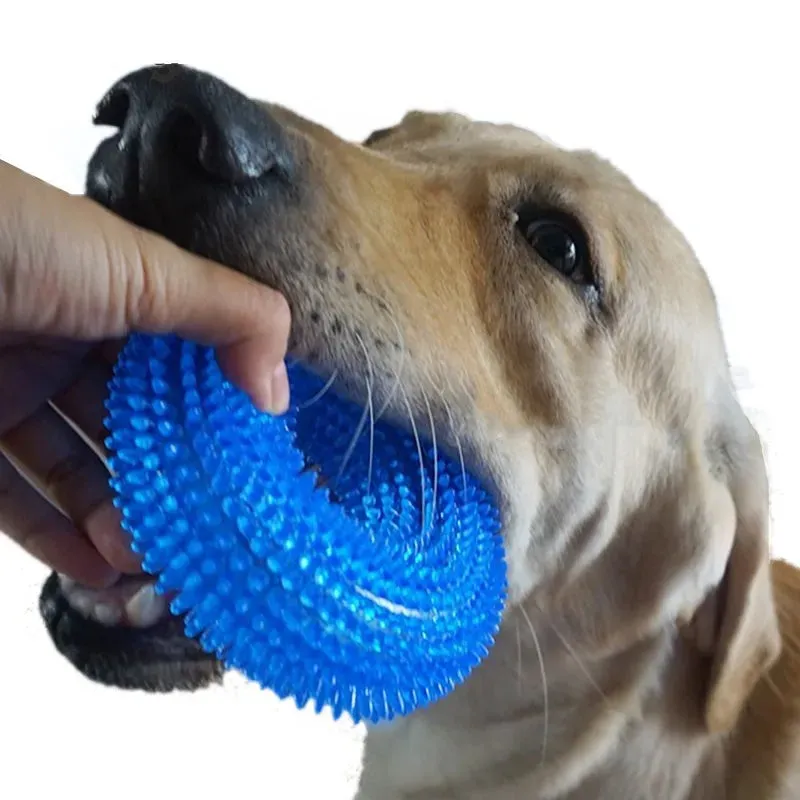 Pet Toys Bite Resistant Sound Toy Ball Chew Teeth Clean Large Dog Golden Retriever Barbed TPR Train Teeth Cleaning Jouet Chien