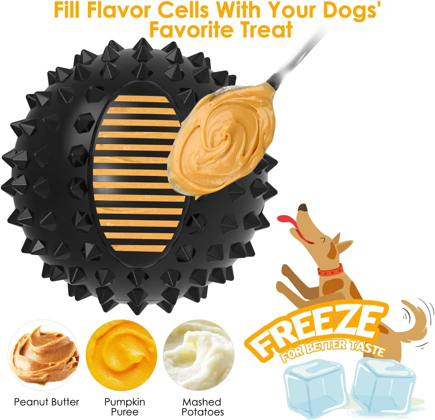 petizer 4" Squeaky Dog Balls, Durable Interactive Dog Chew Toys for Teething, Indestructible Rubber Spiky Dog Ball for Aggressive Chewers, Tough Pet Toys for Small, Medium & Large Breeds
