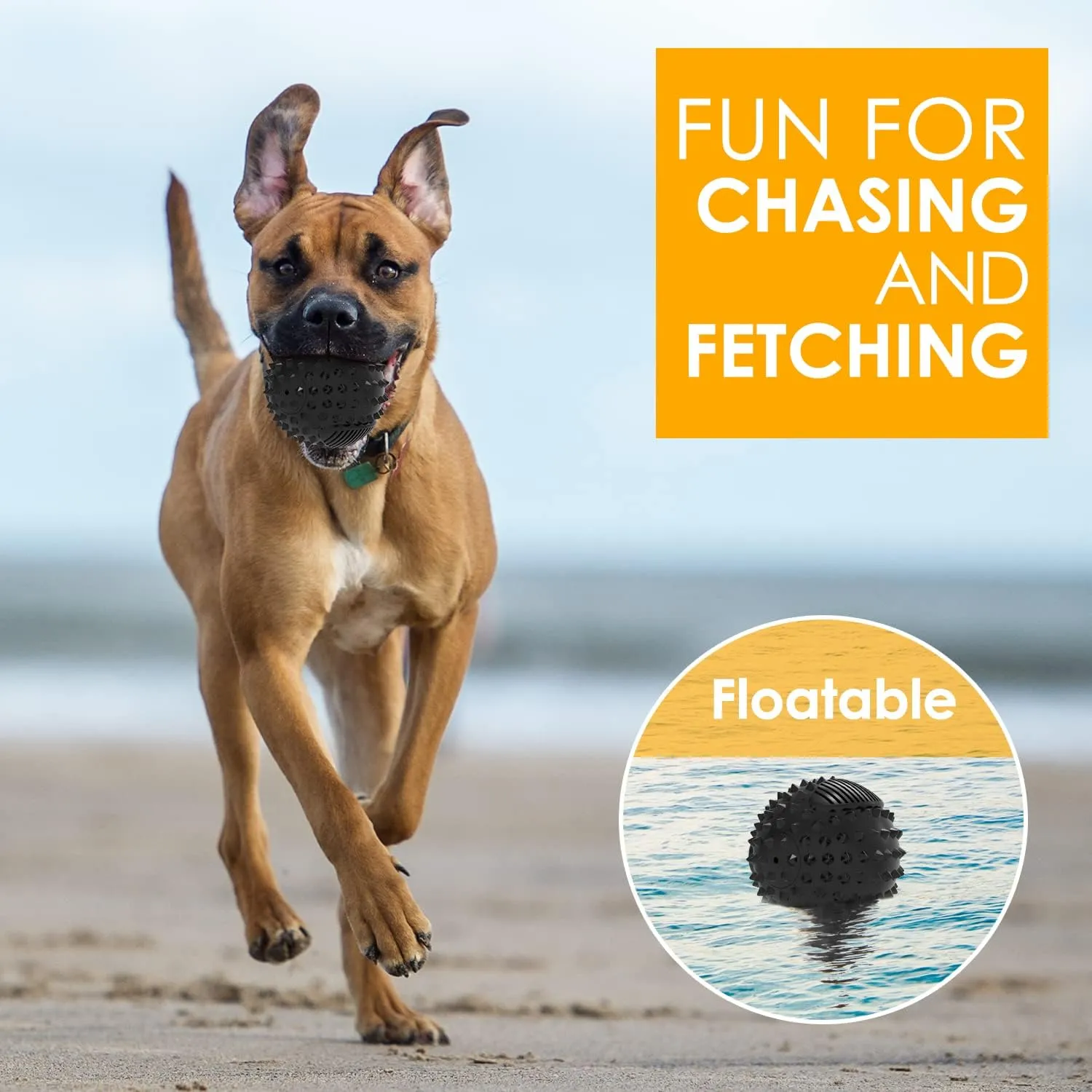 petizer 4" Squeaky Dog Balls, Durable Interactive Dog Chew Toys for Teething, Indestructible Rubber Spiky Dog Ball for Aggressive Chewers, Tough Pet Toys for Small, Medium & Large Breeds