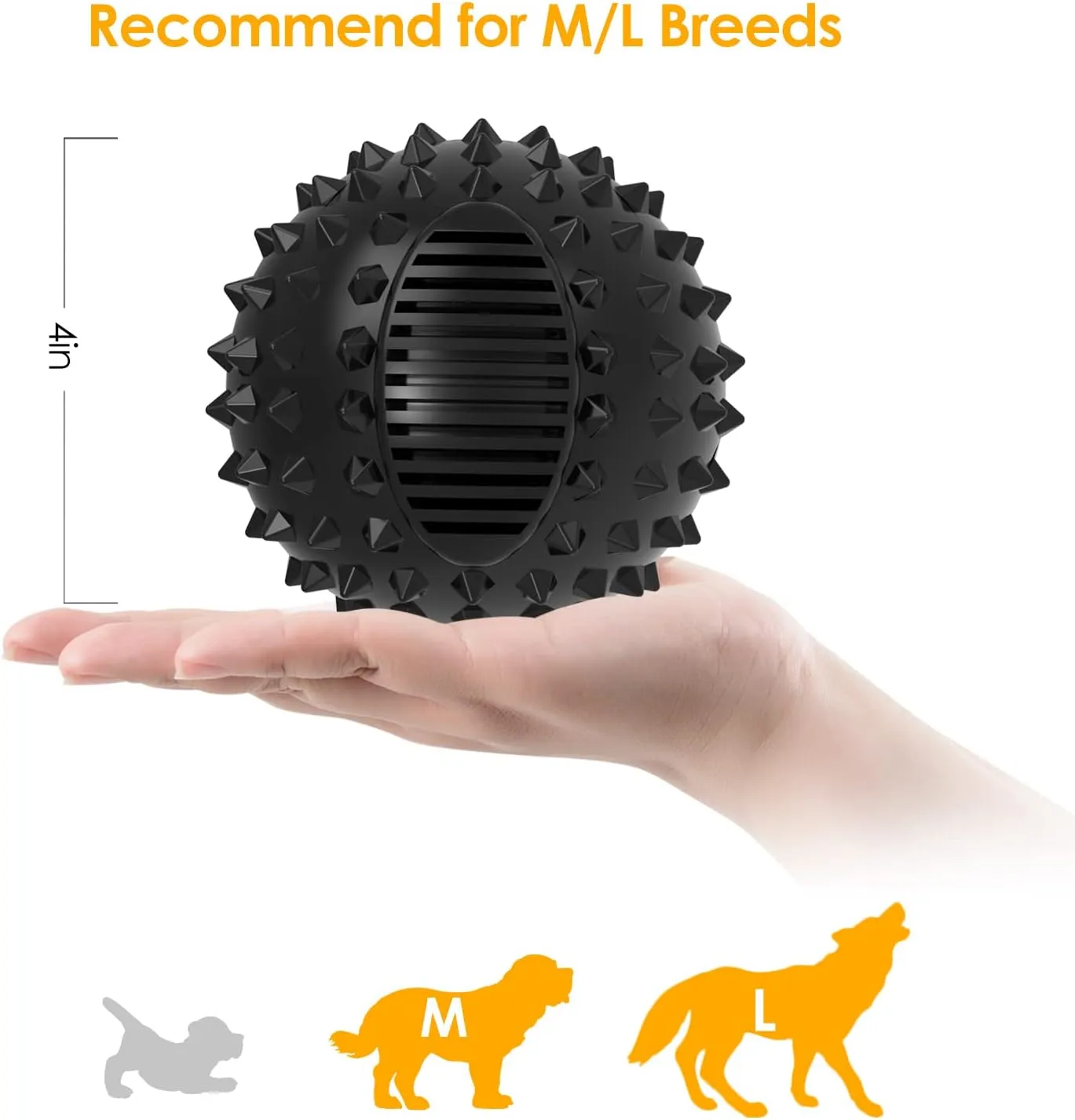 petizer 4" Squeaky Dog Balls, Durable Interactive Dog Chew Toys for Teething, Indestructible Rubber Spiky Dog Ball for Aggressive Chewers, Tough Pet Toys for Small, Medium & Large Breeds