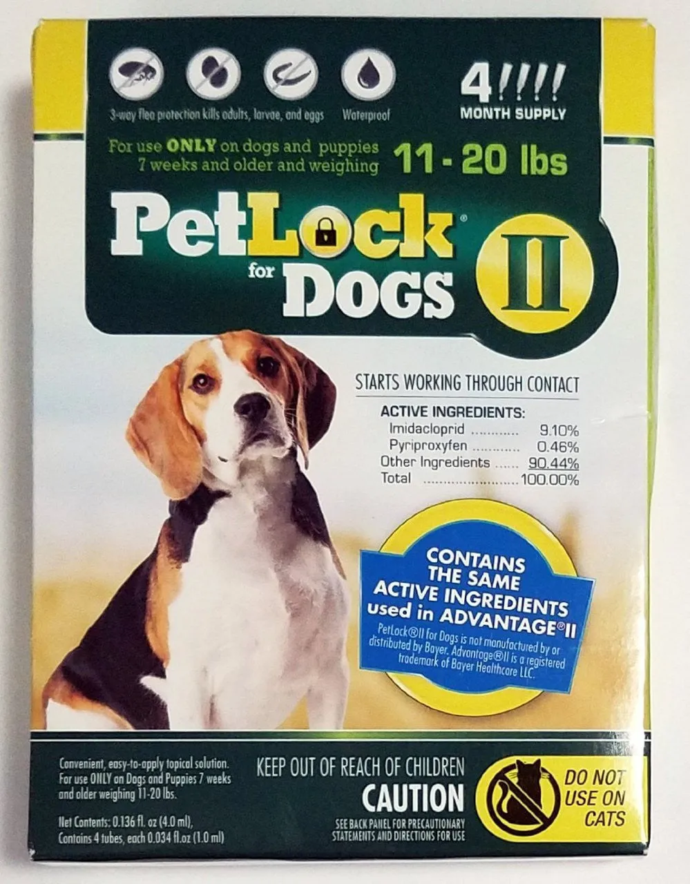 PetLock II Flea Treatment for Dogs 11-20 lbs 4 Month Supply