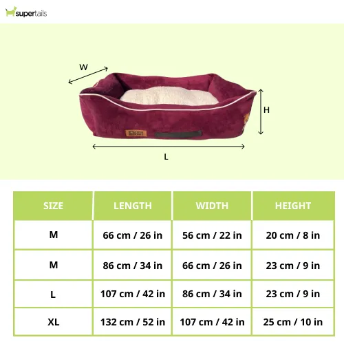 Petter World Ultra Luxury Micro Lounger Bed With Removable Sherpa for Dogs (Mulled Wine)