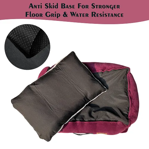 Petter World Ultra Luxury Micro Lounger Bed With Removable Sherpa for Dogs (Mulled Wine)