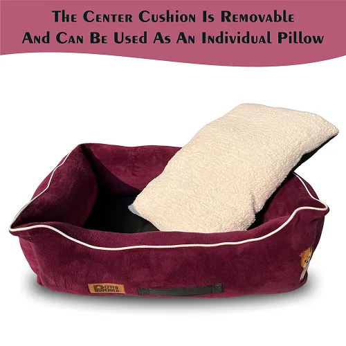 Petter World Ultra Luxury Micro Lounger Bed With Removable Sherpa for Dogs (Mulled Wine)