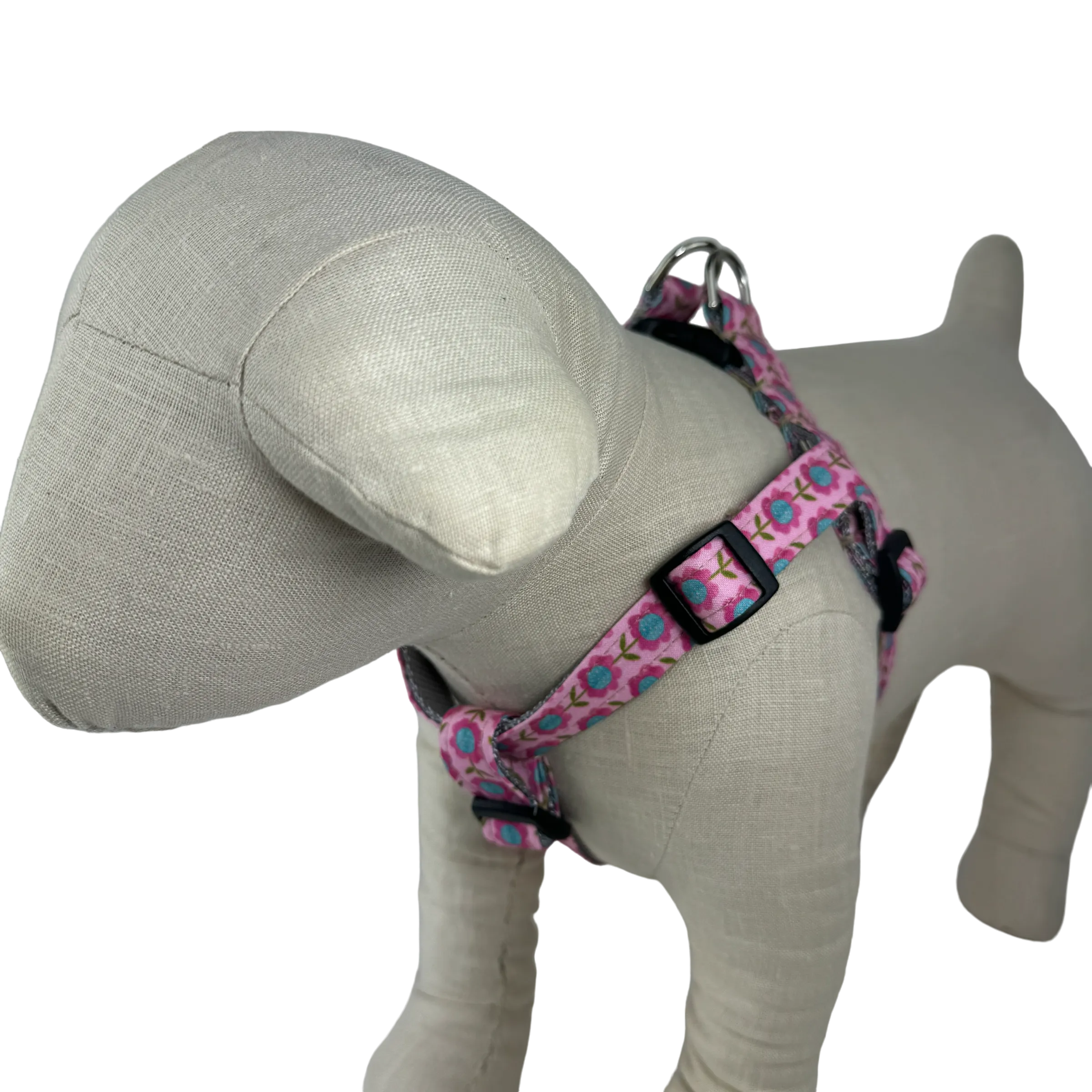 Pink/Aqua Flower Vines Dog Harness -1066