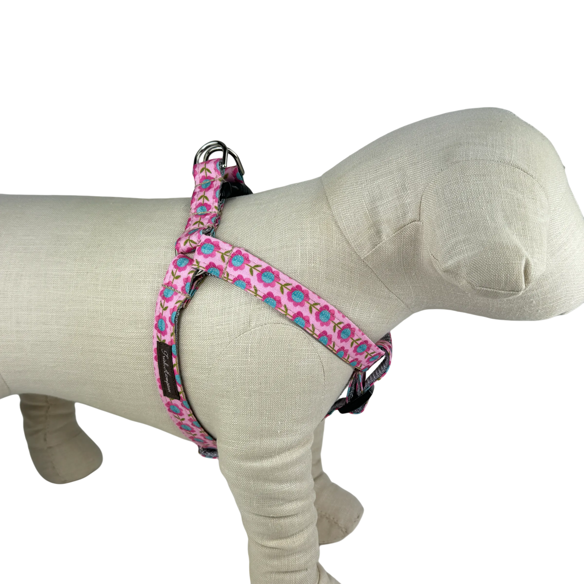 Pink/Aqua Flower Vines Dog Harness -1066