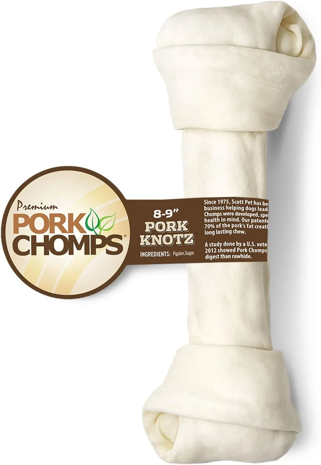 Pork Chomps Baked Pork Skin Dog Chew, 8-inch Knot, 1 Count