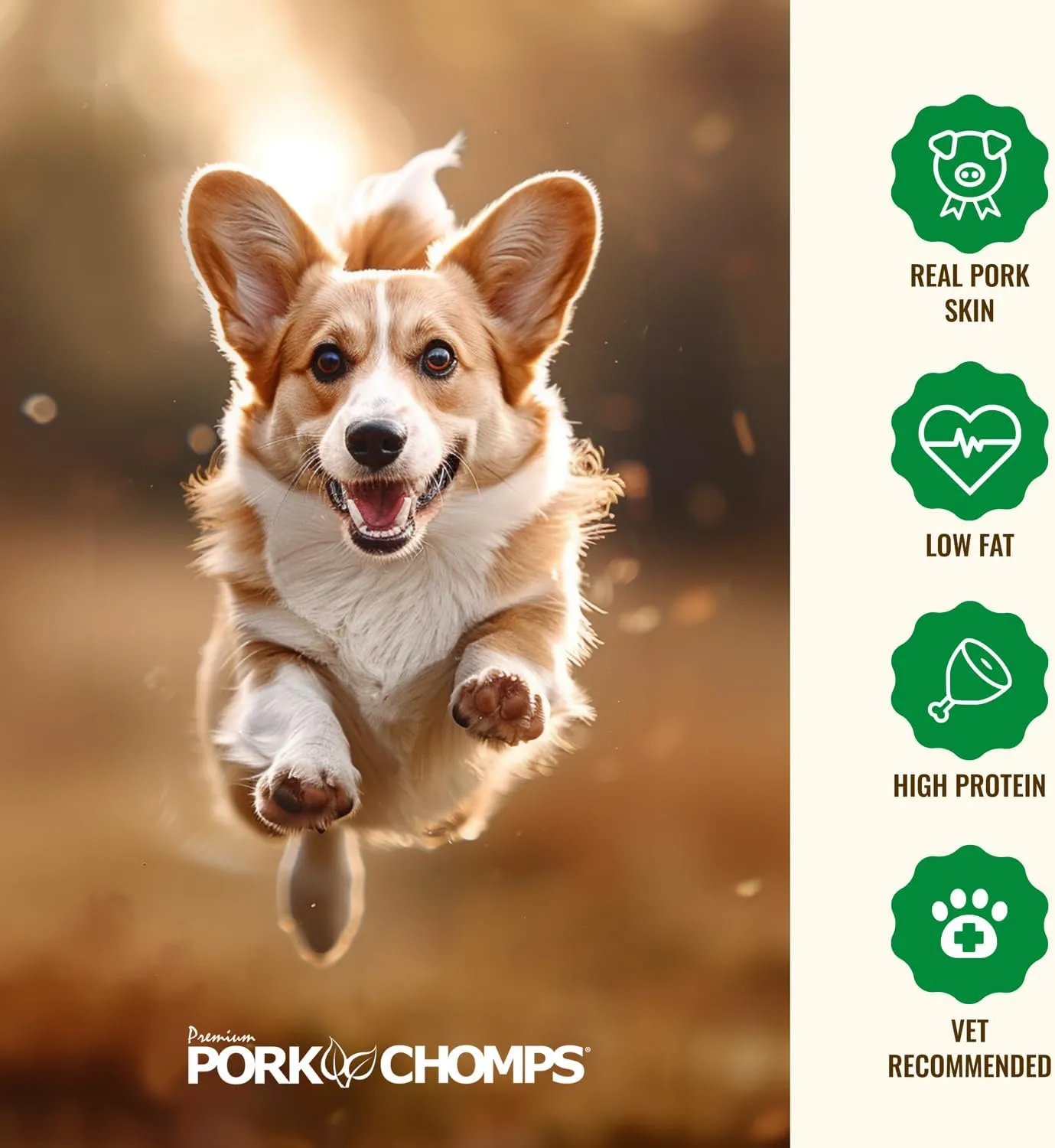 Pork Chomps Baked Pork Skin Dog Chew, 8-inch Knot, 1 Count