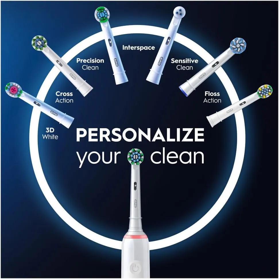 Pro 3 Electric Toothbrush For Adults, 1 Cross Action Toothbrush Head, 3 Modes, Oral B Electric Toothbrush With Pressure Sensor, 2 Pin UK Plug, 3000, White