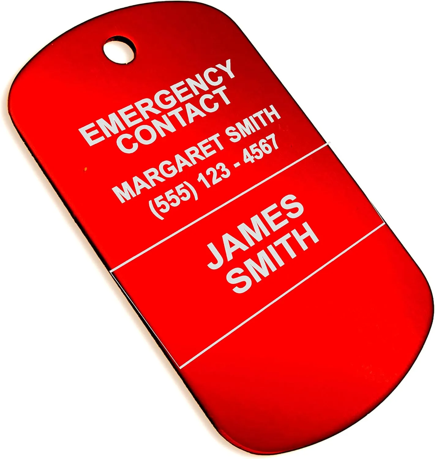 Red Medical Alert - Bee Sting Allergy - Customized Aluminum Medical ID Tag with 24" Stainless Steel Necklace - Made in USA