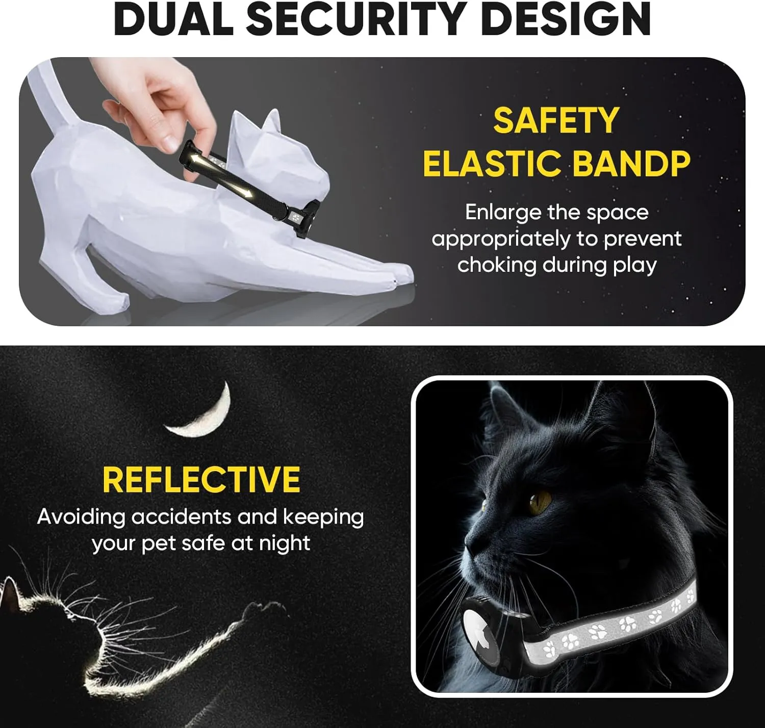 Reflective Airtag Cat Collar, Cat Collar with Airtag Holder and Bell, Integrated GPS Tracker Air Tag Cat Collar, Safety Elastic Band Kitten Collar for Girl Boy, Cats, Puppie