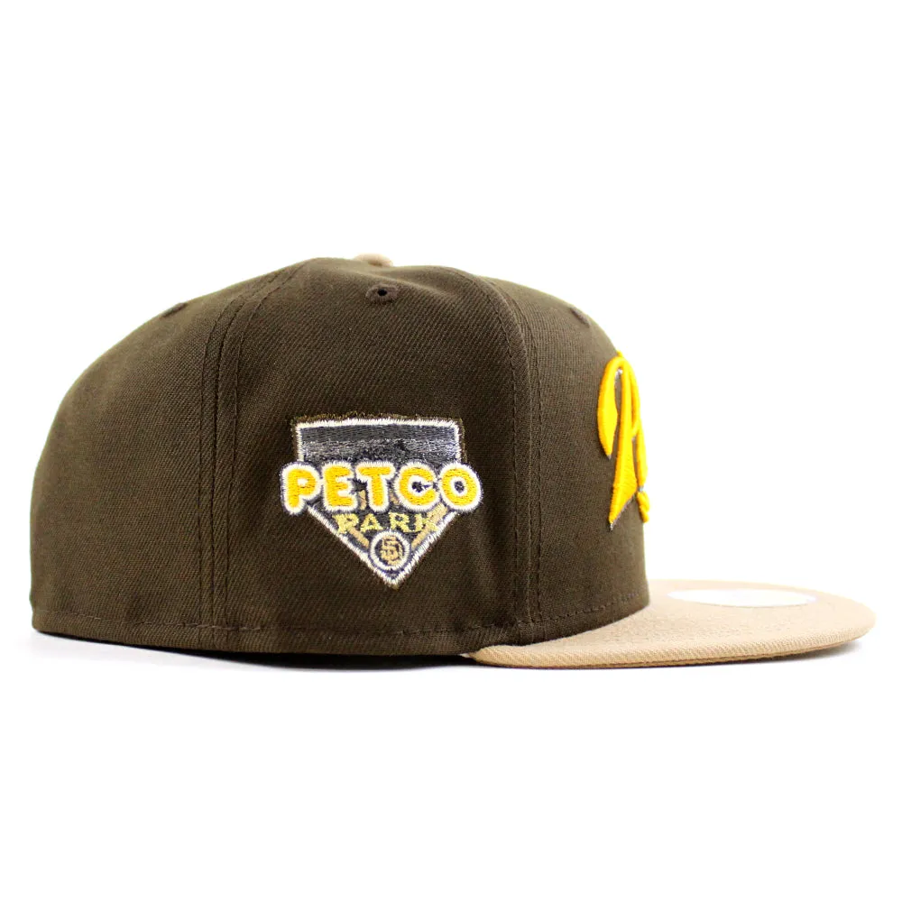 San Diego Padres Petco Park New Era 59Fifty Fitted Hat (Walnut Camel Khaki Brim)