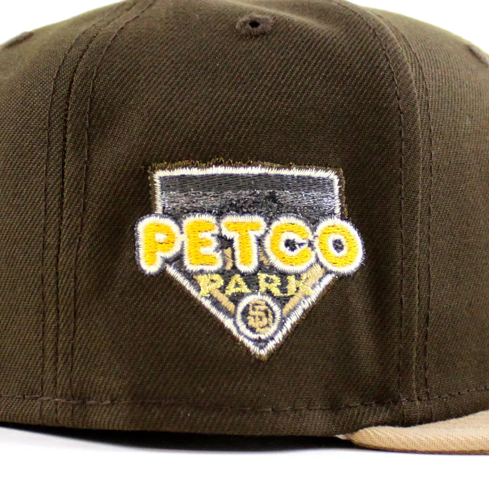 San Diego Padres Petco Park New Era 59Fifty Fitted Hat (Walnut Camel Khaki Brim)