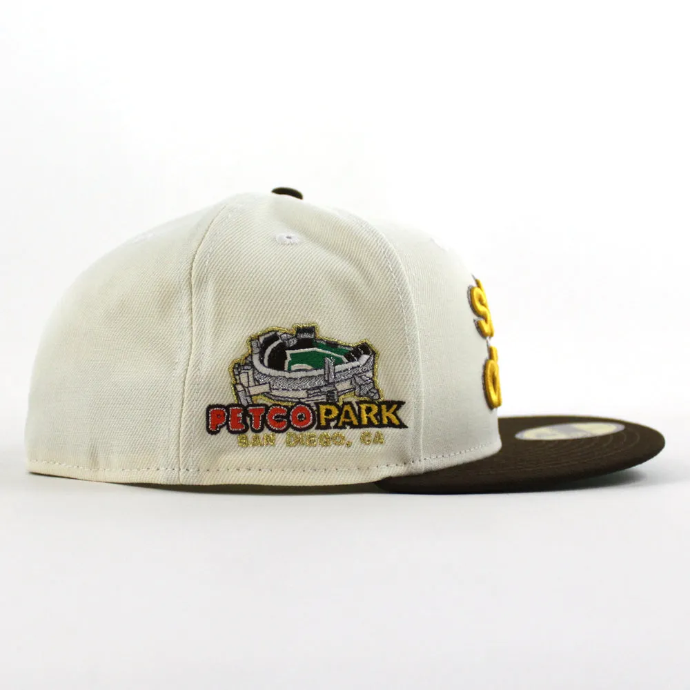 San Diego Padres (Slam Diego) Petco Park New Era 59Fifty Fitted Hat (Chrome White Walnut Green Under Brim)