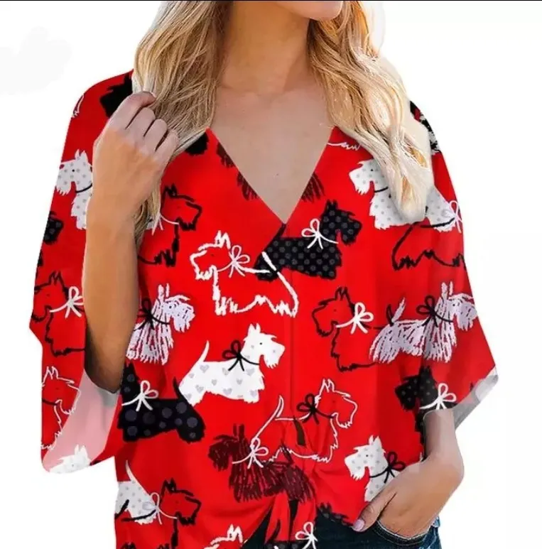 Scottish Terrier Scottie Dog Ladies Chiffon Blouse