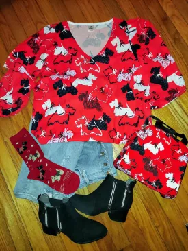 Scottish Terrier Scottie Dog Ladies Chiffon Blouse