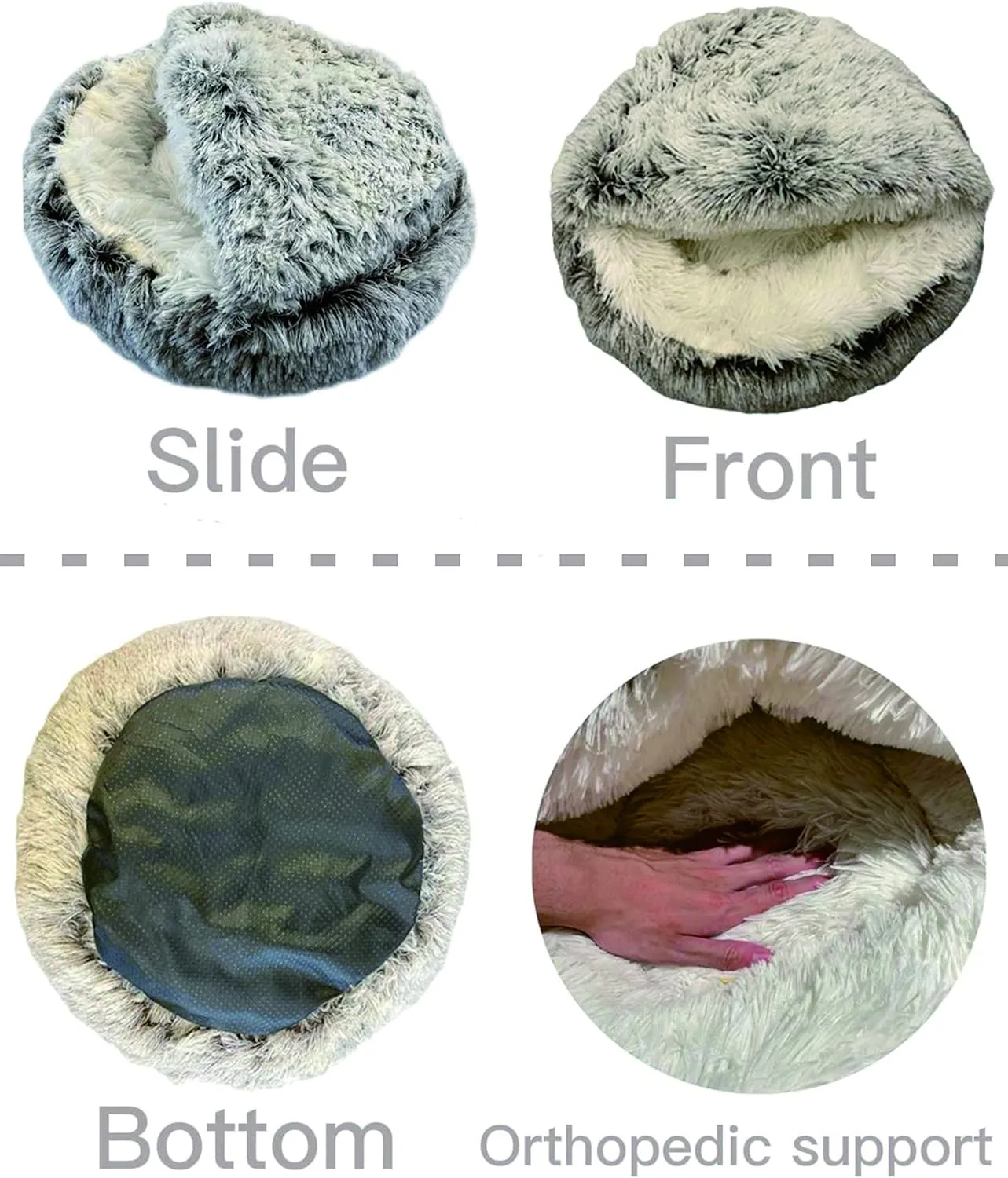 ShinHye Cat Bed Round Plush Fluffy Hooded Cat Bed Cave, Cozy for Indoor Cats or Small Dog beds, Soothing Pet Beds Doughnut Calm Anti-nxiety Dog Bed - Waterproof Bottom Washable (2626inch, Coffee)