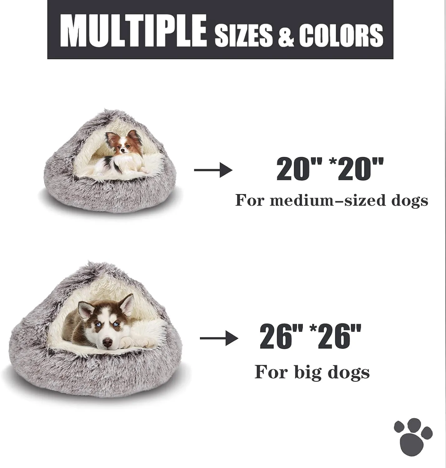 ShinHye Cat Bed Round Plush Fluffy Hooded Cat Bed Cave, Cozy for Indoor Cats or Small Dog beds, Soothing Pet Beds Doughnut Calm Anti-nxiety Dog Bed - Waterproof Bottom Washable (2626inch, Coffee)