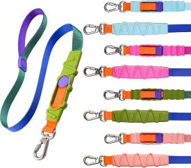 Shock Absorbing Dog Leash, Bungee Dog Leash with Swivel Lockable Hook & Padded Handle, No-Pull Lead for All Dog Sizes - Enhances Safety & Comfort for Outdoor Walks (Green, Curve Strap)