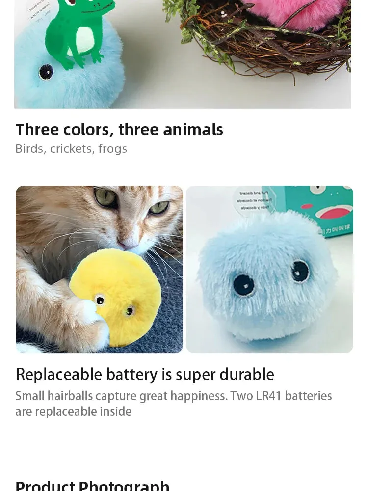 Smart Cat Toys Plush Electric Catnip Training Toy Kitten Touch Sounding Pet Product Squeak Toy Ball