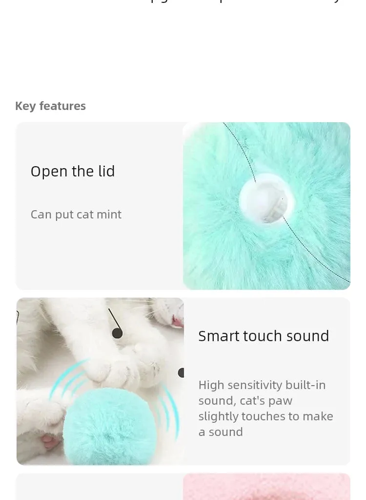 Smart Cat Toys Plush Electric Catnip Training Toy Kitten Touch Sounding Pet Product Squeak Toy Ball