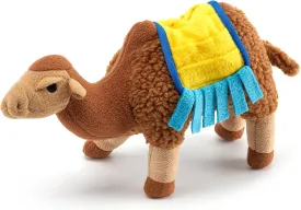 Snuffle Dogs Toys Plush Stuffed Puppy Toy with Squeaky Treat Hide for Large, Medium, Small Dogs and Puppies Slow Feeder, Machine Washable, Pet Supplies Toys for Dogs to Keep Them Busy, Camel