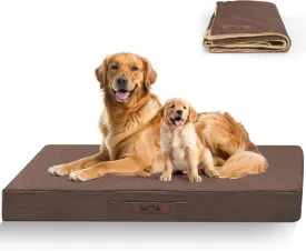 Sytopia 42'' XL Outdoor Orthopedic Dog Beds for Extra Large Dogs with Detachable Blanket, Removable Waterproof and Washable Cover, Egg Crate Foam, Include Blanket, Brown