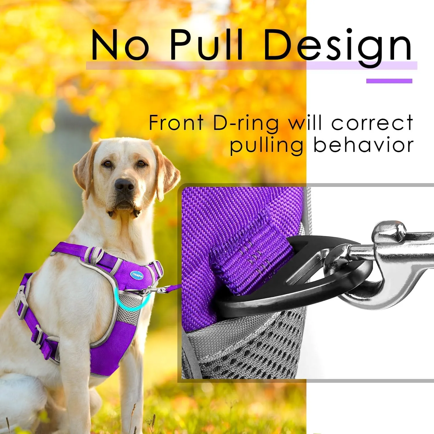 ThinkPet No Pull Harness Breathable Sport Vest with Handle-Dog Harnesses Reflective Adjustable for Medium Large Dogs
