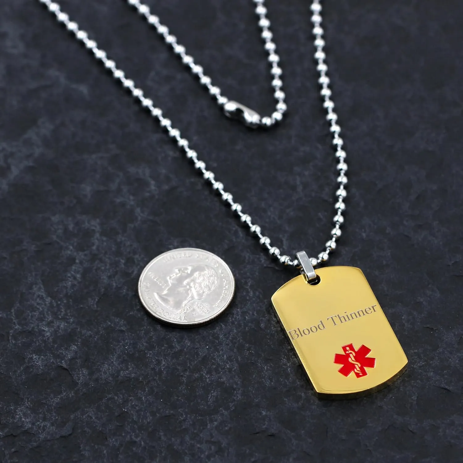 Uloveido Custom Medical Alert Necklace-Stainless Steel Engraved Medical ID Tag Emergency Med Alert Necklace for Men & Women