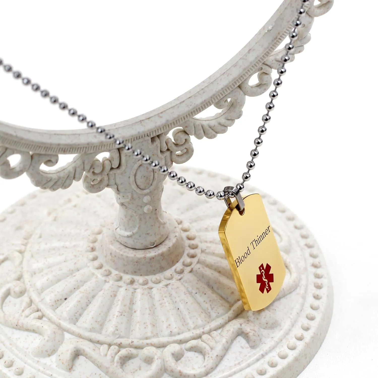 Uloveido Custom Medical Alert Necklace-Stainless Steel Engraved Medical ID Tag Emergency Med Alert Necklace for Men & Women