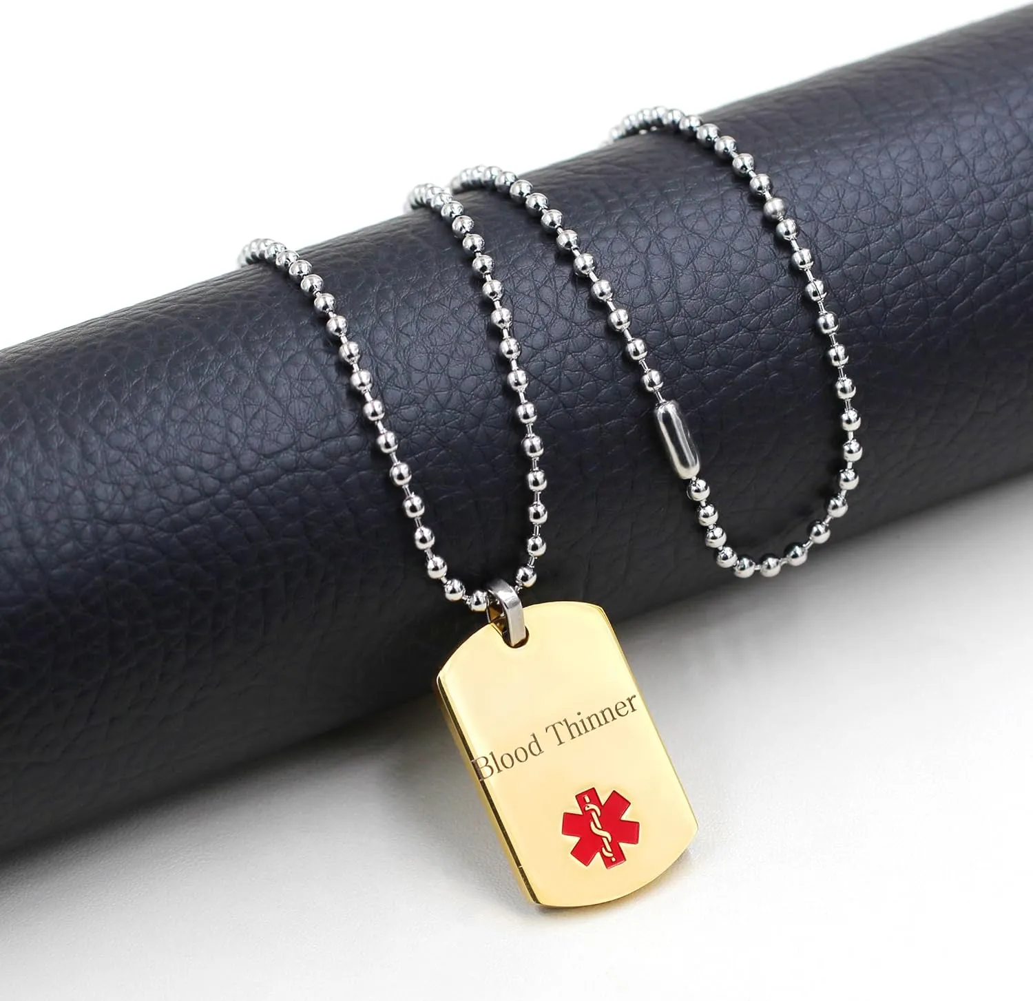 Uloveido Custom Medical Alert Necklace-Stainless Steel Engraved Medical ID Tag Emergency Med Alert Necklace for Men & Women