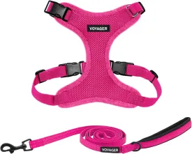 Voyager Step-in Lock Dog Harness w Reflective Dog Leash Combo Set with Neoprene Handle 5ft - Supports Small, Medium and Large Breed Puppies/Cats by Best Pet Supplies - Fuchsia, XL