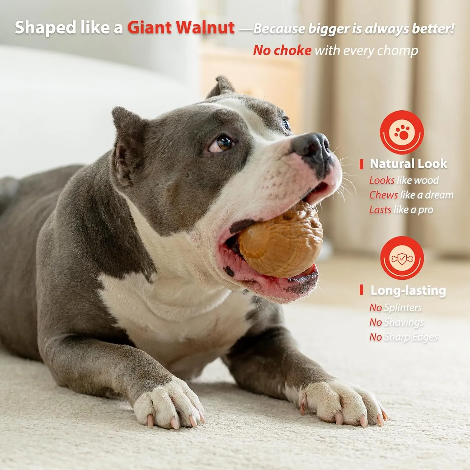 Willjoy 2-Pack Dog Chew Toys for Aggressive Chewers, Tough Dog Toys for Aggressive Chewers, Pine Wood and Nylon Dog Toys for Large Dogs, Bacon Flavor Indestructible Dog Toy Reduce Boredom