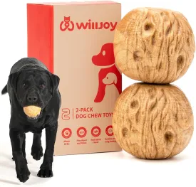 Willjoy 2-Pack Dog Chew Toys for Aggressive Chewers, Tough Dog Toys for Aggressive Chewers, Pine Wood and Nylon Dog Toys for Large Dogs, Bacon Flavor Indestructible Dog Toy Reduce Boredom