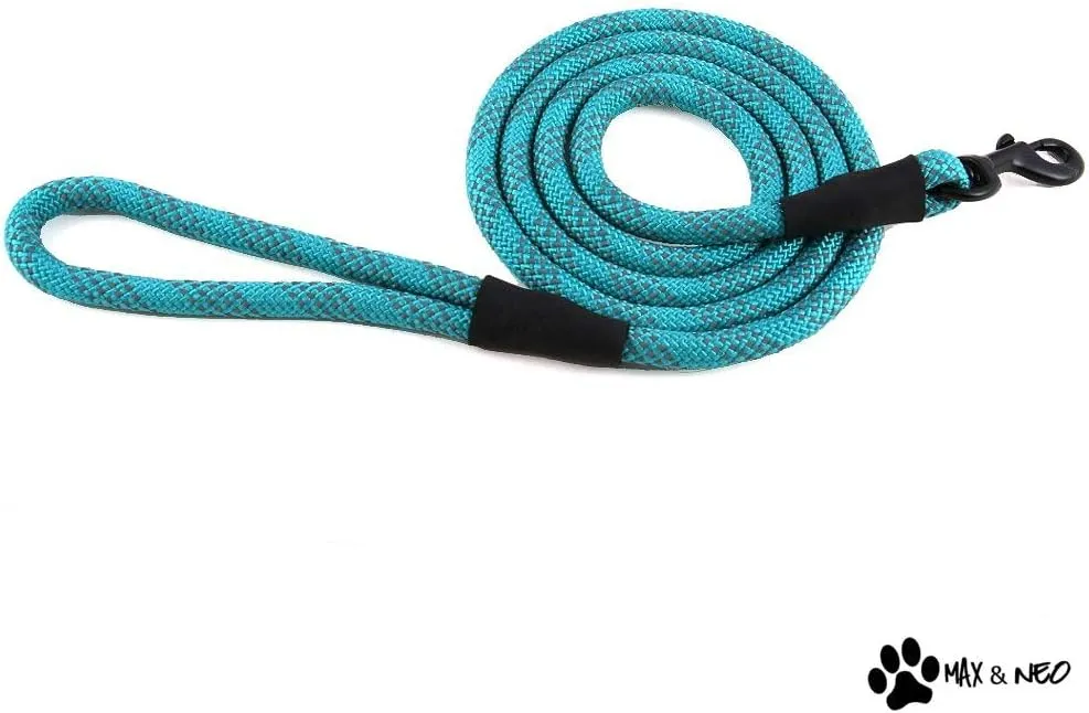 ZippyPaws Climbers Rope Heavy Duty Dog Leash - Thick Leashes for Large Breed Dogs, Durable 2/3'' Climbing Rope, 6 Feet Long, Comfortable Woven Design, Tested Strength Over 3000 lbs - Blue