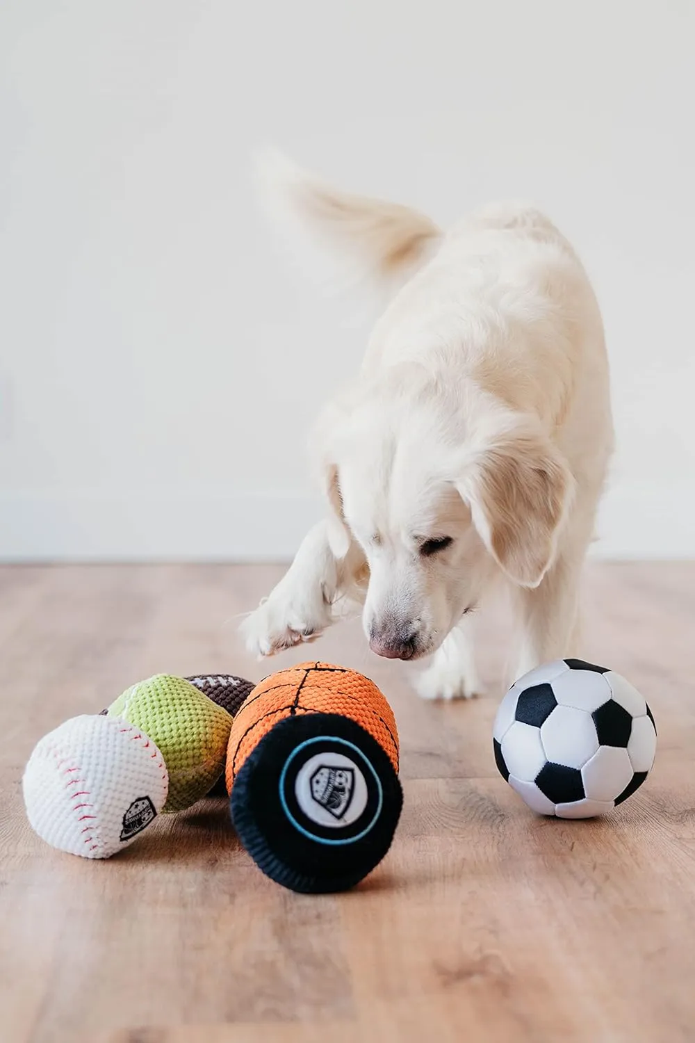 ZippyPaws SportsBallz - Dog Squeaky Toys to Keep Them Busy, Funny Plush for Small, Medium, & Large Dogs, Cute Stuffed Puppy Toy, Pet Products, Gift for All Breeds, Interactive Squeaker - Soccer Ball